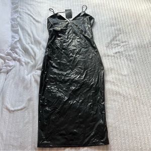 Sexy black leather dress